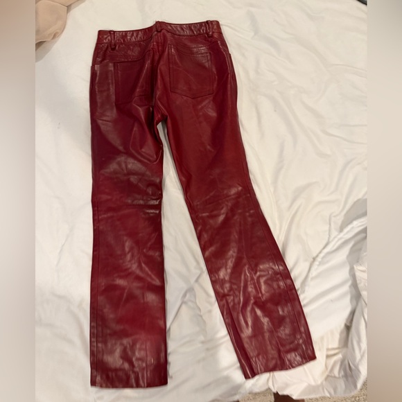 Earl Jeans Women's Red Flare Leather Pants - Picture 9 of 13